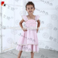 embroidery pink flutter sleeve toddler dress